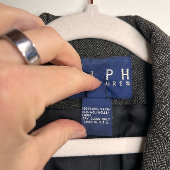 Ralph Ralph Lauren Vintage Union Blazer Gray Herringbone 3 Button Women’s Sz 8 - Picture 9 of 12